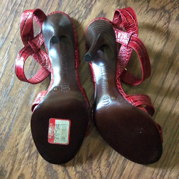 Lauren Ralph Lauren Red Croc Embossed Heels Sz 11. MCH0798B - Picture 5 of 6